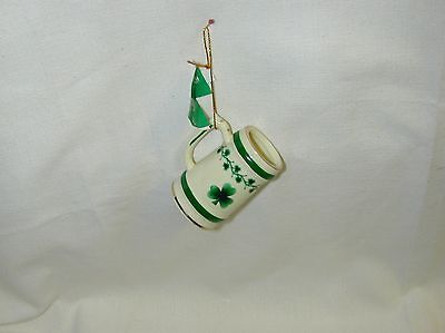 CHRISTMAS 2 INCH PORCELAIN IRISH STEIN WITH SHAMROCKS ORNAMENT