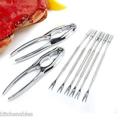 AMCO 8 PIECE SEAFOOD, SHELLFISH, LOBSTER CRAB TOOL SET 2 CRACKERS 6