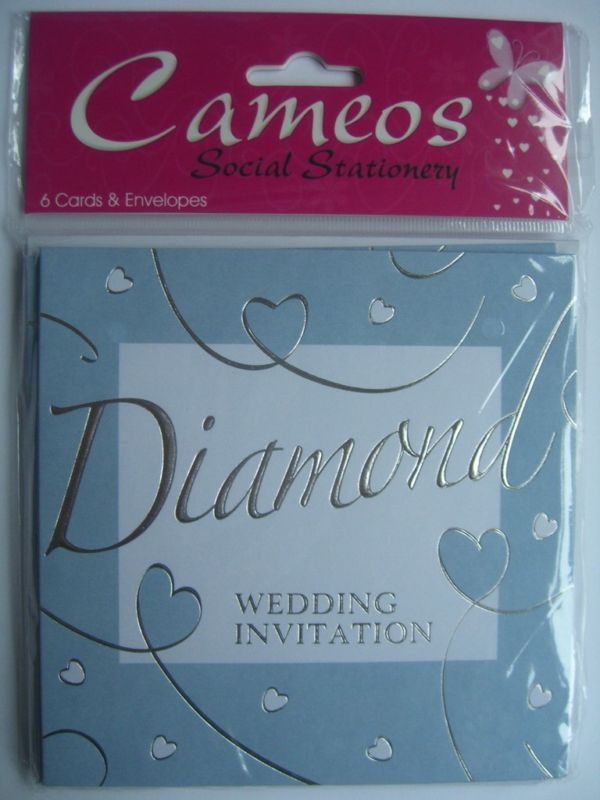 12 Diamond (60th) Wedding Anniversary Invitations(Gr ey)