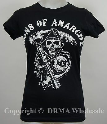 Authentic SONS OF ANARCHY Reaper Logo Girl Tee T Shirt S M L XL 2XL