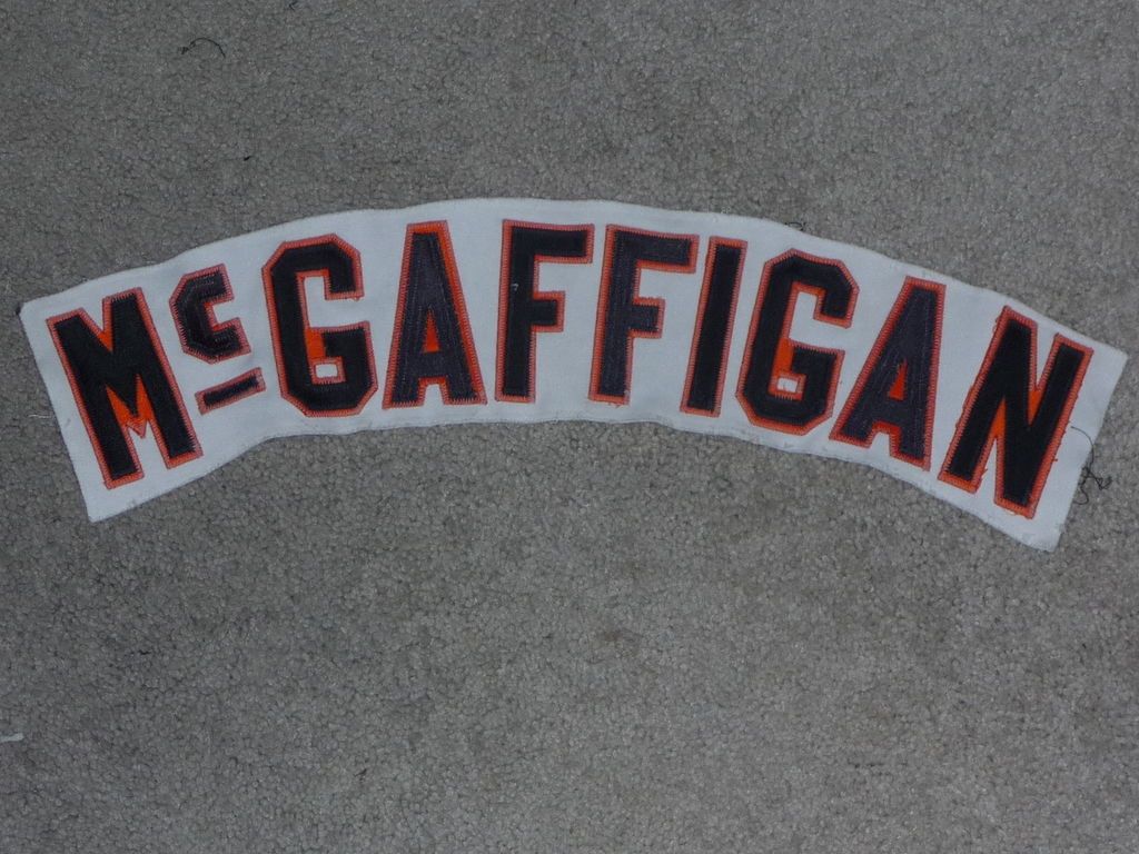 1982 83 ANDY McGAFFIGAN S.F. GIANTS GAME WORN USED NAME PLATE OFF