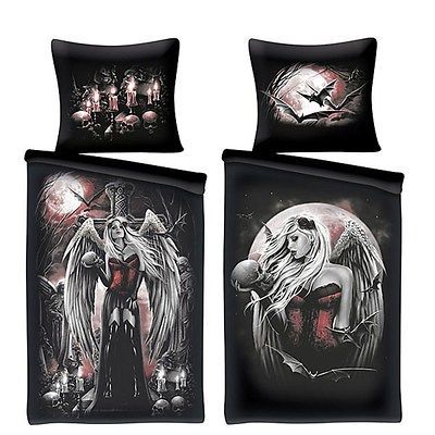 Spiral Direct Angel Of Death Cross Moon Skull Gothic Single Bedding