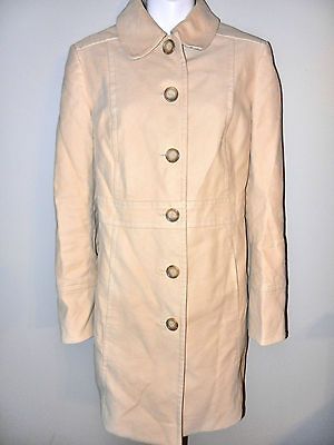 ANN TAYLOR LOFT WOMENS LADIES MEDIUM WEIGHT BEIGE TWILL SPRING COAT