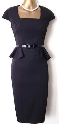 NEW  40s 50s VTG BLACK PEPLUM PENCIL WIGGLE OFFICE EVENING