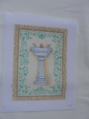 Vintage Pedestal Lavatory Sink Hand Painted Needlepoint Canvas