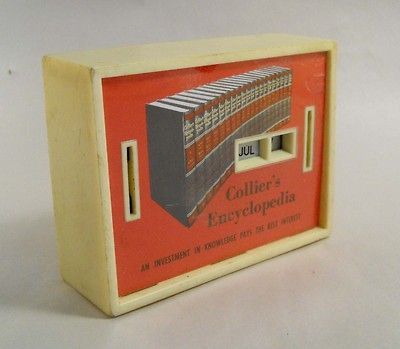 Vintage COIN BANK Advertising Colliers Encyclopedia with Calendar