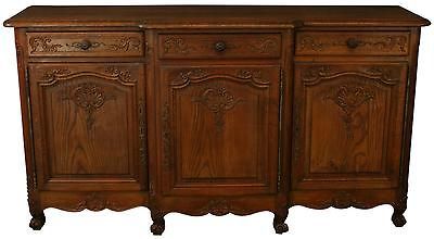 FRENCH COUNTRY OAK SIDEBOARD, SHELL CARVINGS, INTERESTING HARDWARE