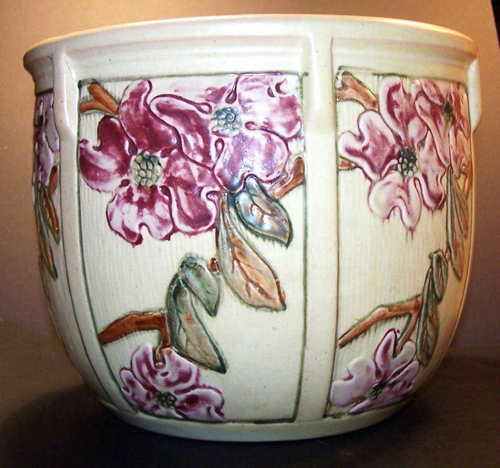 Large *Rare* Vintage Weller Roma Dogwood Pattern Jardiniere