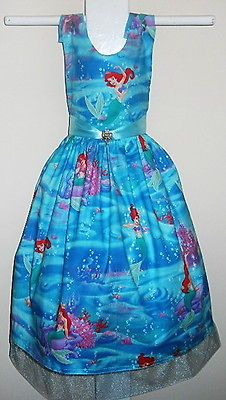 DISNEY FABRIC GIRLS ARIEL UNDER THE SEA PRINCESS DRESS SZ 2 2T 3 3T 4