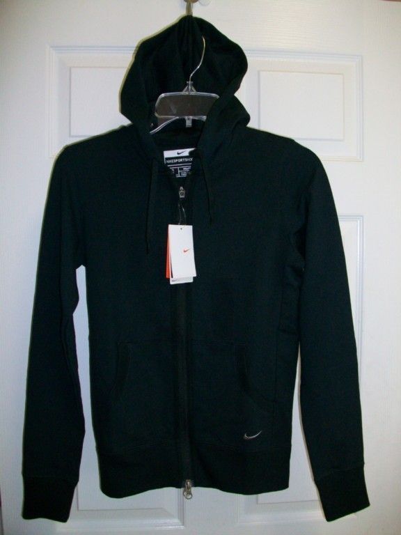 NEW WOMENS NIKE FIT DRY BLACK HOODIE ZIP JACKET TOP S