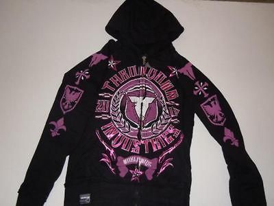 THROWDOWN ARSENAL BRAND NEW WOMENS FULL ZIP UP HOODED BLACK