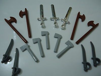 Ninjago Weapons Castle Chrome Axes Weapons LOT Daggers Swords