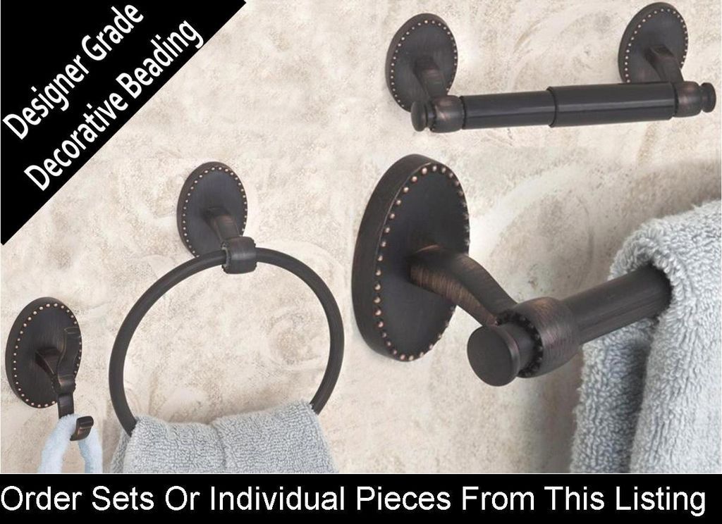 OIL RUBBED BRONZE 24 TOWEL BAR BATHROOM HARDWARE 4 PC SET