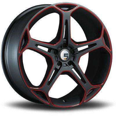 19x8 Black Red Five Axis X5F Wheels 5x120 +25 BMW 7 SERIES 750 7