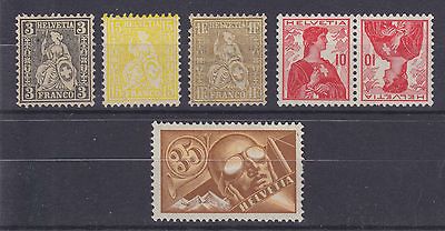 Switzerland Sc 42/C6 MLH. 1862 1925 issues, 5 different singles w