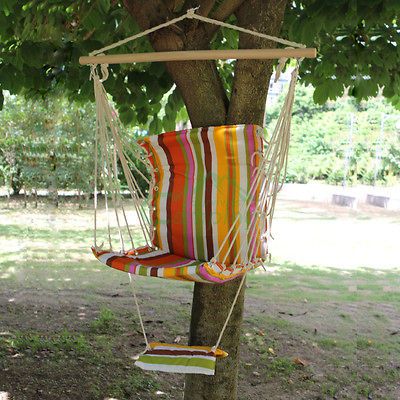 Outdoor Deluxe Hammock Swing Hanging Chair Patio Garden Colorful