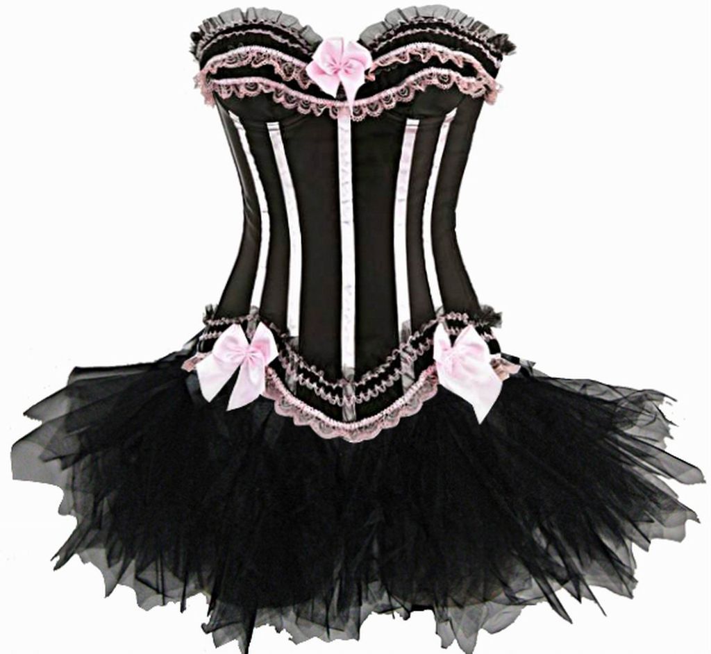 New Burlesque Corset Dress Top Basques TUTU Sets Costumes Lingerie