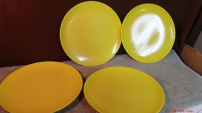 LOT OF 4 PCS BRIGHT YELLOW TEXAS WARE MELMAC MELAMINE DINNER PLATES