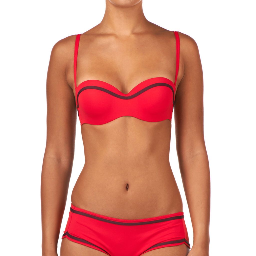 Huit Lucky Womens Bandeau Bikini Top   Lipstick