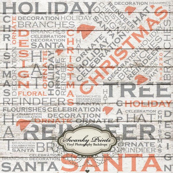 Vinyl Photo Backdrop Floor/Christma s, Holiday Text Wood Texture, Prop