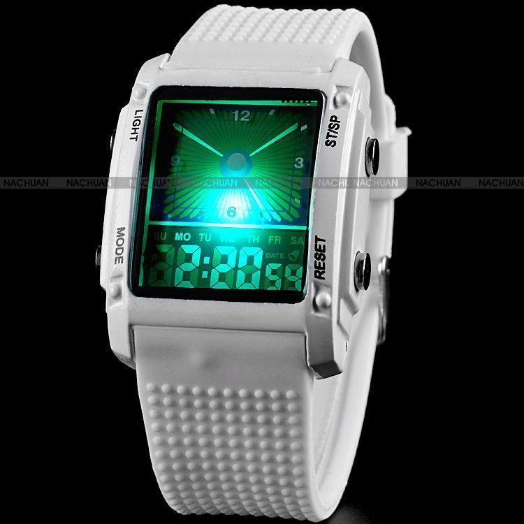 Digital Date Day Alarm Men Lady Silicone Red Blue LED Backlight Watch