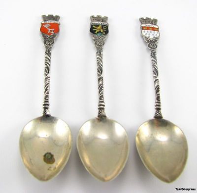 GERMANY SOUVENIR SPOONS   Silver Bremen Koln Heidelberg