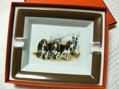 Authentic HERMES Porcelain Cigar Ashtray Dogs