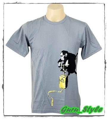 Banksy Monkey Banana Blast Street Art Guys Indie T shirt Stencil Sz L