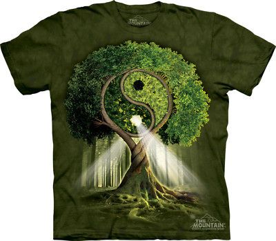 THE MOUNTAIN YIN YANG PEACE BALANCE TREE T SHIRT XL