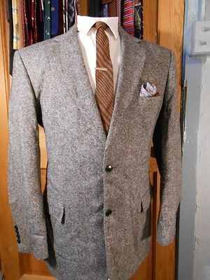 42 L Barrington Gray Tweed Wool 2 Btn Mens Jacket Sport Coat Blazer