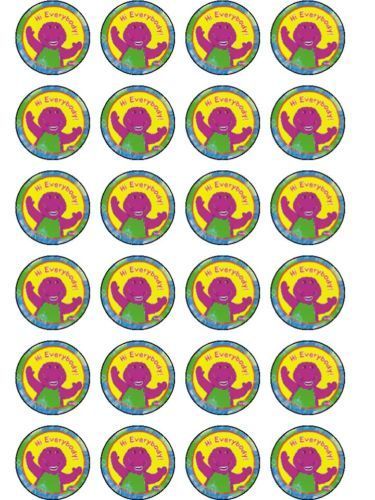 24 BARNEY RICE PAPER CUP CAKE TOPPERS