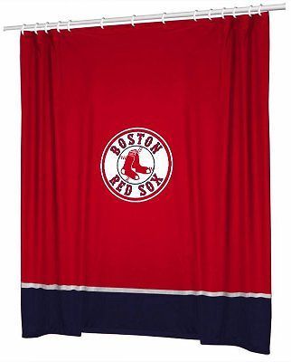 Boston Red Sox MLB Baseball Sidelines Series Shower Curtain