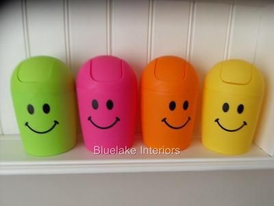 FACES MINI SWING BIN KIDS ROOM DESK TOP PINK GREEN YELLOW ORANGE