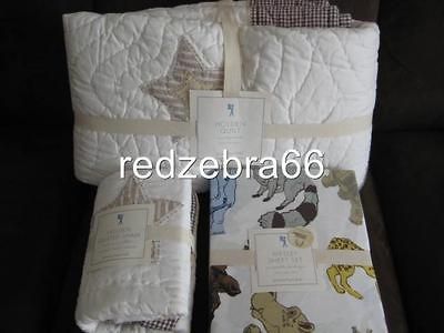 Pottery Barn Kids Holden Star Twin Quilt+Sham+Wes ley Safari Sheet Set