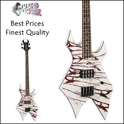 BC RICH Revenge Warlock 4 String Bass White & Blood   Mahogany Body