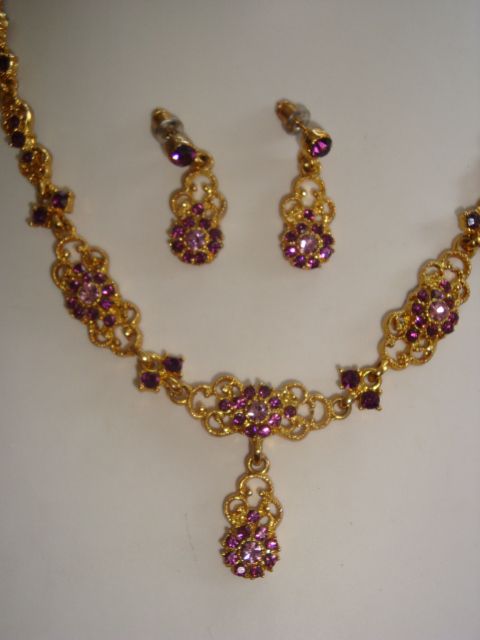 Vintage Bijoux Terner Pink Rhinestone Demi Parure