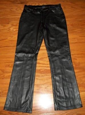 JUNIORS OCI BLACK POLYVINYL POLYURETHANE PLEATHER FAUX LEATHER PANTS 7