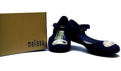 MELISSA HOOP VELVET DARK BLUE BALLERINA SHOES