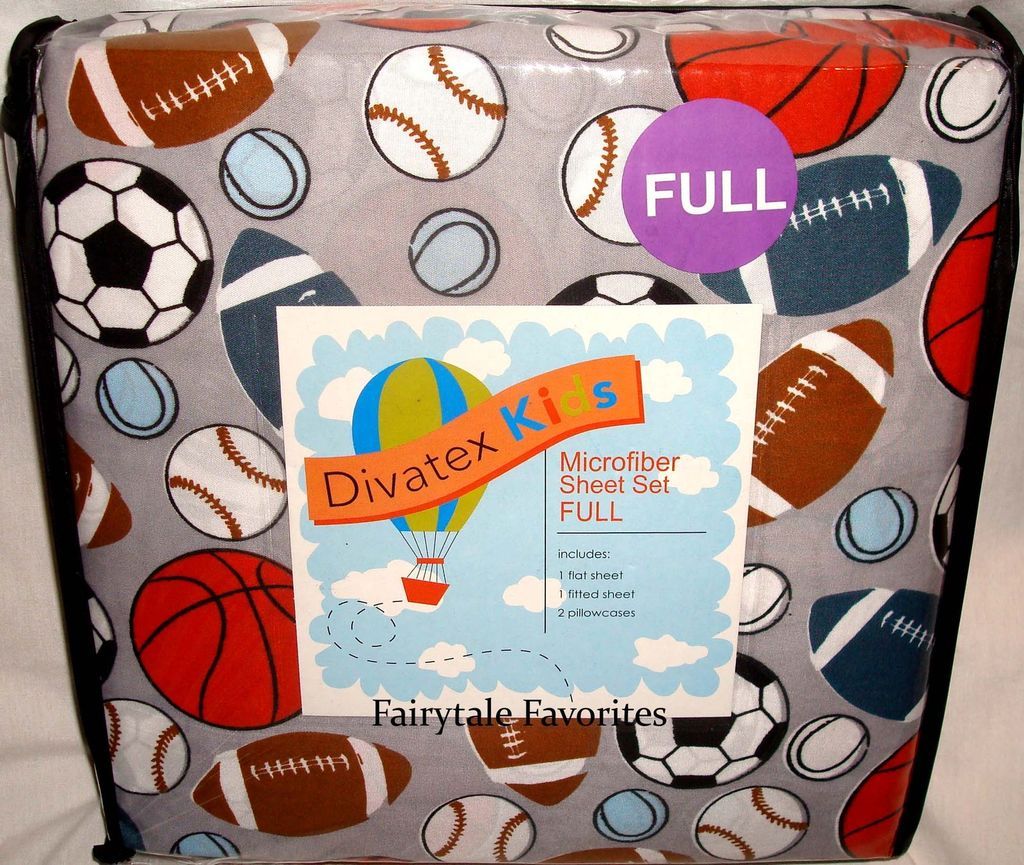 SPORTS Divatex Kids 4pc FULL SHEET SET Basketball Tennis Soccer Boy