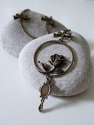 Steampunk style Beauty and the Beast Disney Inspired Rose Necklace