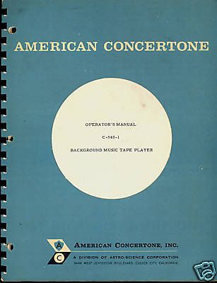 CONCERTONE MODEL C 540 1 RECORDER OPERATORS MANUAL