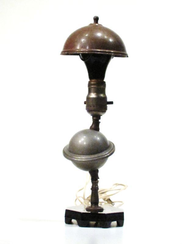 VINTAGE COPPER PLANET SATURN ELECTRIC DESK TABLE LAMP