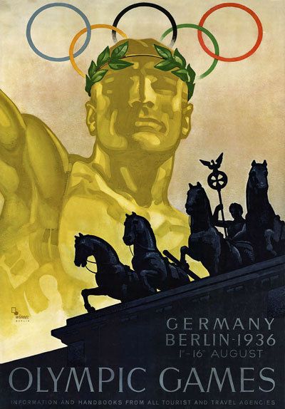 TU67 Vintage German 1936 Berlin Olympic Games Travel Poster Re Print