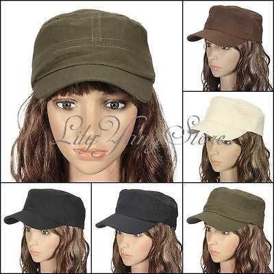 New Women Man Brim Beanie Army Hat Baseball Peak Urban Adjustable