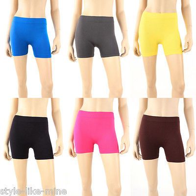 Shorts Solid Colors Spandex Workout Basic Plain Tight Bike Yoga