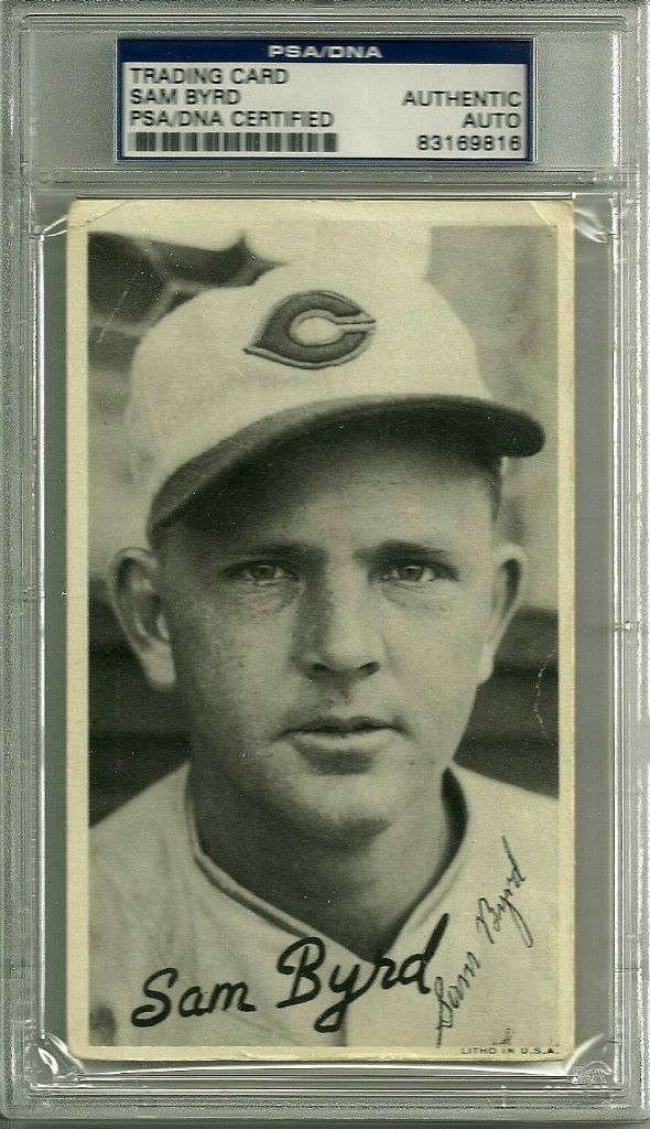 1936 GOUDEY WIDE PEN R314 AUTOGRAPHED SAM BYRD PSA DNA