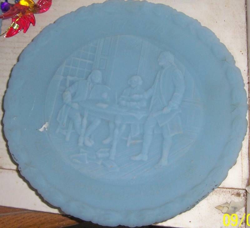 Vintage Blue FENTON BI CENTENNIAL COMMEMORATIVE Ben Franklin Wall