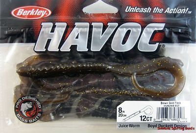 BERKLEY HAVOC BOYD DUCKETT 8 JUICE WORM HVMJW8 BGF BROWN GOLD FLECK