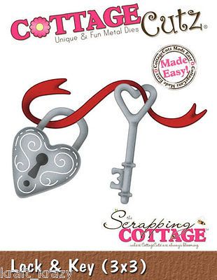 COTTAGE CUTZ CRAFT DIE 3D STENCIL INC RELEASE FOAM LOCK AND KEY CC 3X3