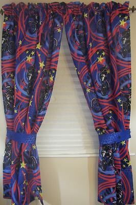 Drapery Blue Black Red Yellow White 84 x 63 Length Biker Kids with Tie